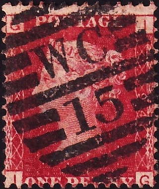 Великобритания 1864 год . Королева Виктория 1 p , пл. 94 . Каталог 6,0 фунтов . (023)